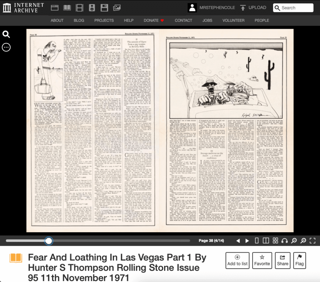We are entering Bat Country, a place of fear and loathing – archiving the works of Hunter S Thompson